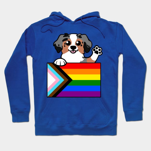 Love is Love Puppy - Blue Merle Aussie Hoodie by LittleGreenHat